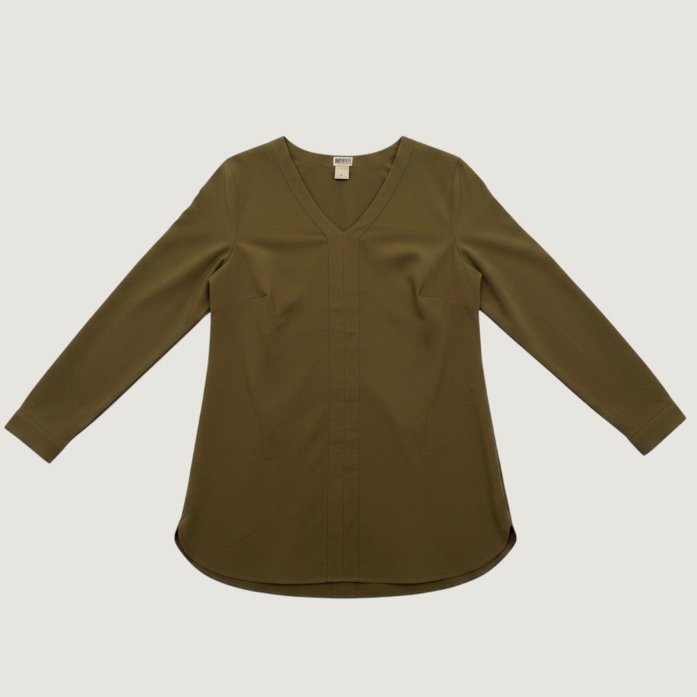 Duluth Trading Co Nonstop Womens‎ Olive Green V-Neck Long Sleeve Tunic Top Small